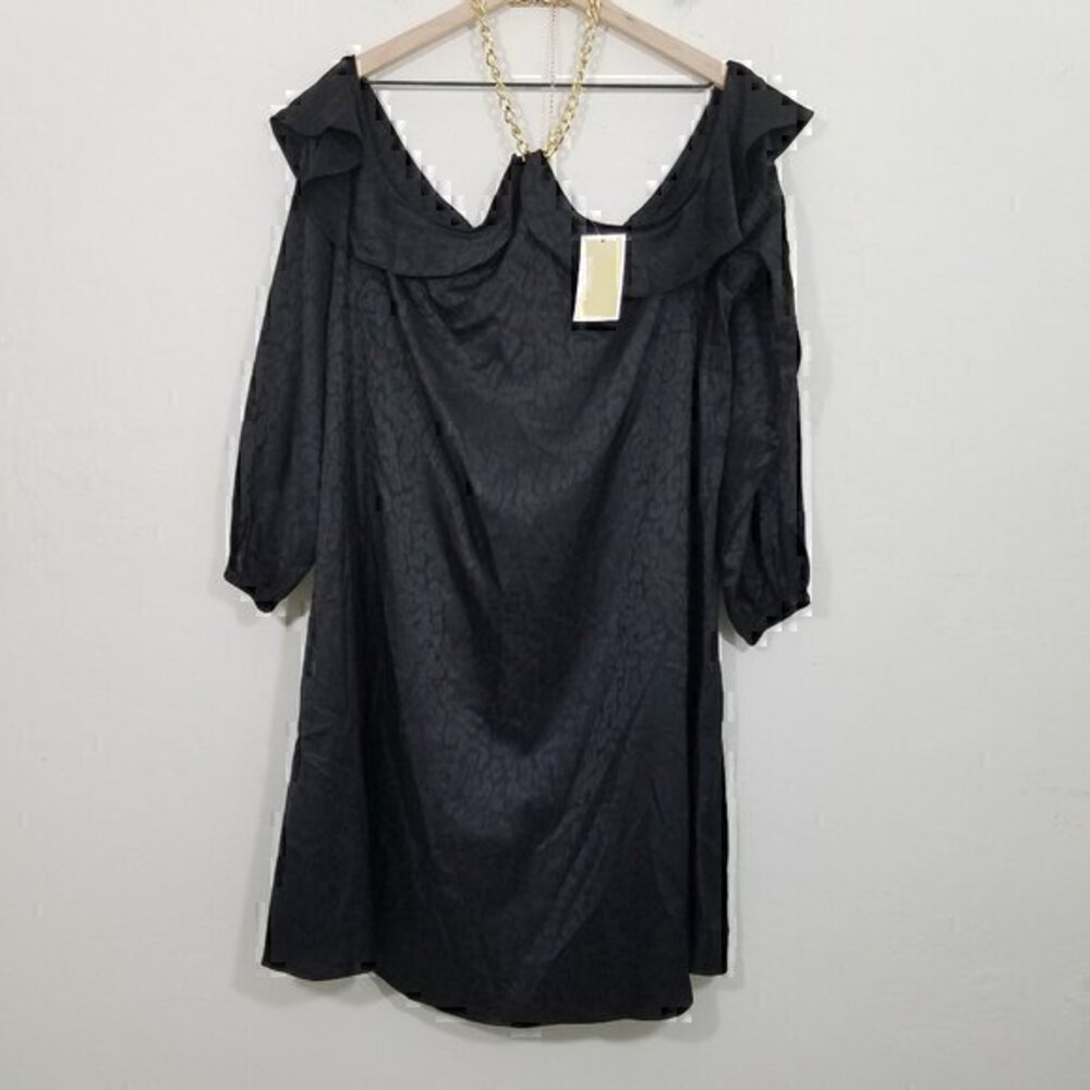 NWT MICHAEL Michael Kors Chain Dress Print Dress Black Size 1X